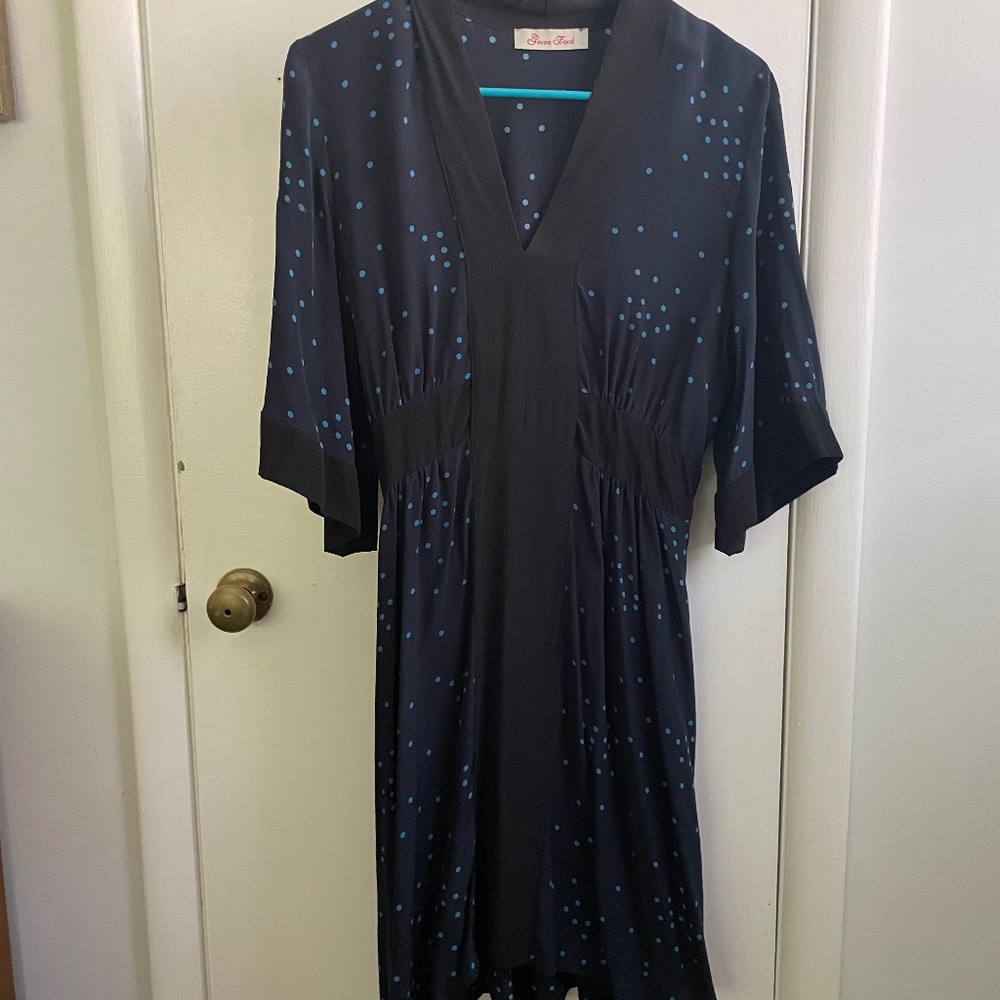 Dark blue silk dress